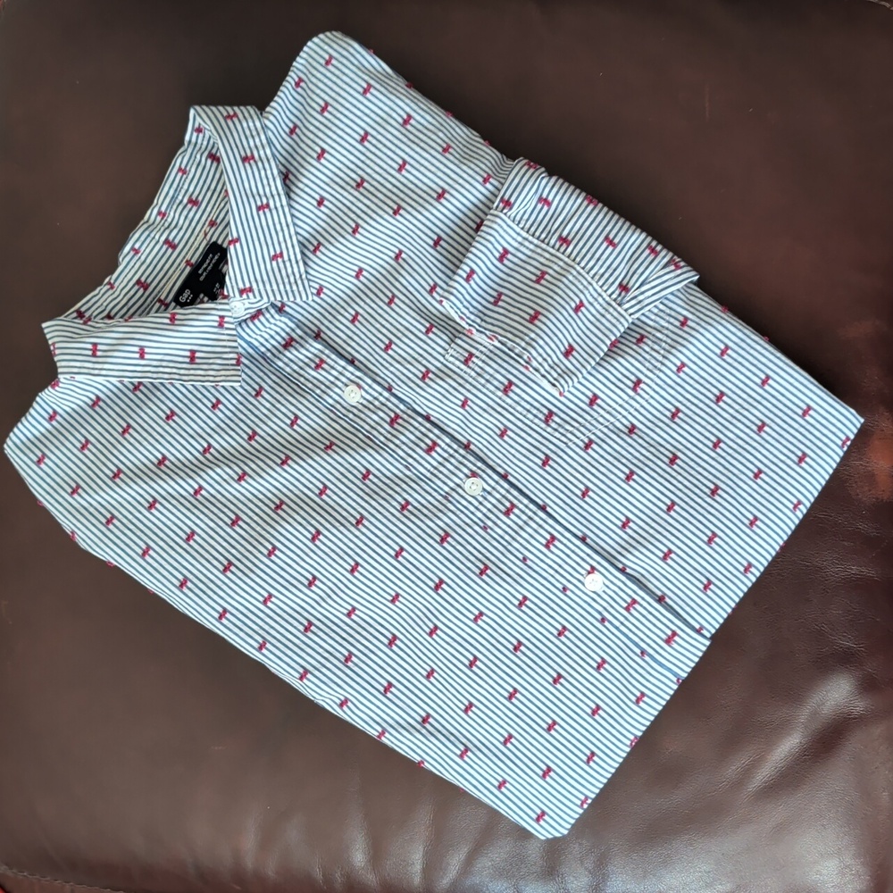 GAP Women's Boyfriend Fit Button-Down Oxford Shirt With Bow Detail